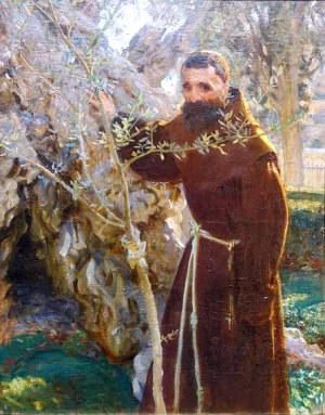 Franciscan Monk In the Garden of Gethsemane