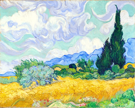 A Wheatfield With Cypress 1889 by Vincent Van Gogh, oil painting reproduction on canvas A Wheatfield With Cypress 1889