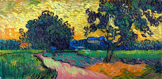 Landscape At Twilight 1890 by Vincent Van Gogh, oil painting reproduction on canvas Landscape At Twilight 1890