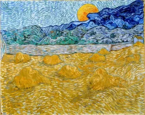 Landscape With Wheat Sheaves And Rising Moon 1889