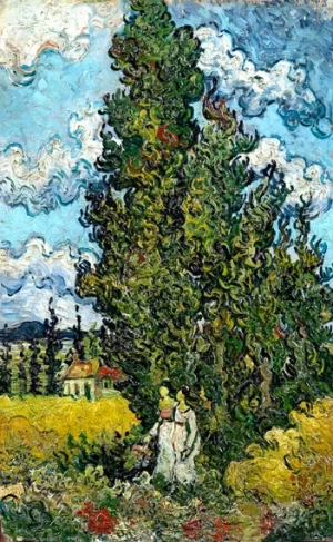 Cypresses And Two Women