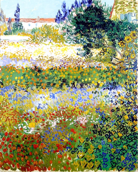 Garden With Flowers by Vincent Van Gogh, oil painting reproduction on canvas Garden With Flowers