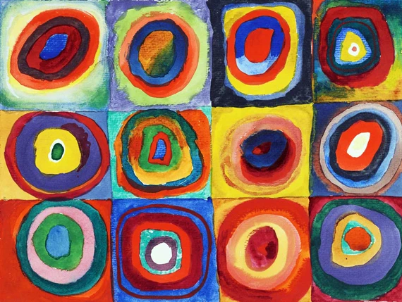 Color Study, Squares With Concentric Circles by Wassily Kandinsky, oil painting reproduction on canvas Color Study, Squares With Concentric Circles