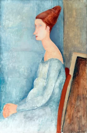 Jeanne Hébuterne Seated in Profile in a White Dress 1918