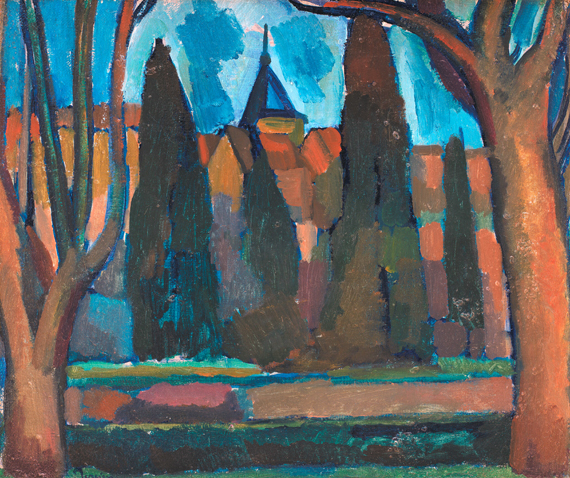 Landscape with church tower