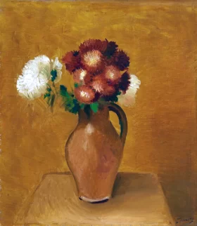 New Hampshire Lighthouse, White Island 1886 Chrysanthèmes dans un pot