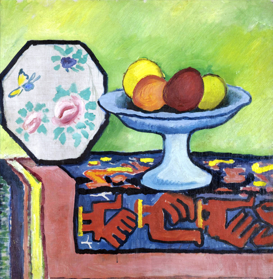 Still-Life With Bowl Of Apples And Japanese Fan