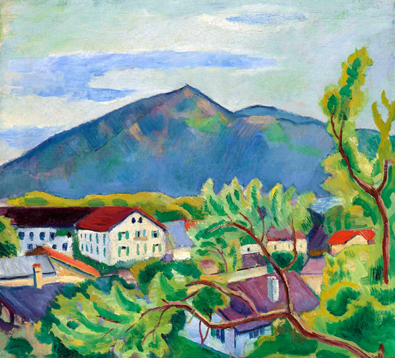 Frühlingslandschaft In Tegernsee by August Macke, oil painting reproduction on canvas Frühlingslandschaft In Tegernsee