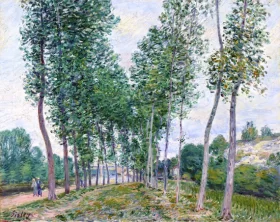 Sunset In Montmartre L'allée des peupliers au bord du Loing 1892