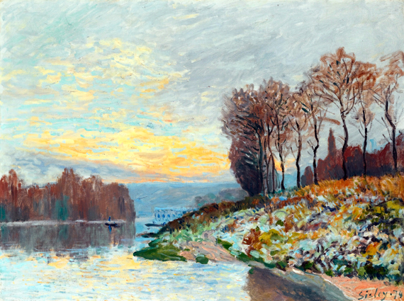 La Seine Près de Bougival, Matin D’hiver by Alfred Sisley, oil painting reproduction on canvas La Seine Près de Bougival, Matin D'hiver