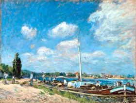 Unloading Barges at Billancourt (1877)