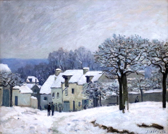 La Place Du Chenil à Marly, Effet de Neige by Alfred Sisley, oil painting reproduction on canvas La Place Du Chenil à Marly, Effet de Neige