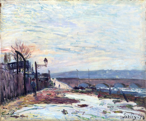 The Quay of the Seine during snow Season 1879 by Alfred Sisley, oil painting reproduction on canvas The Quay of the Seine during snow Season 1879