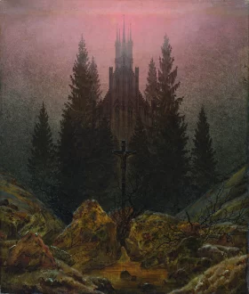 Cross and cathedral in the mountains 1812