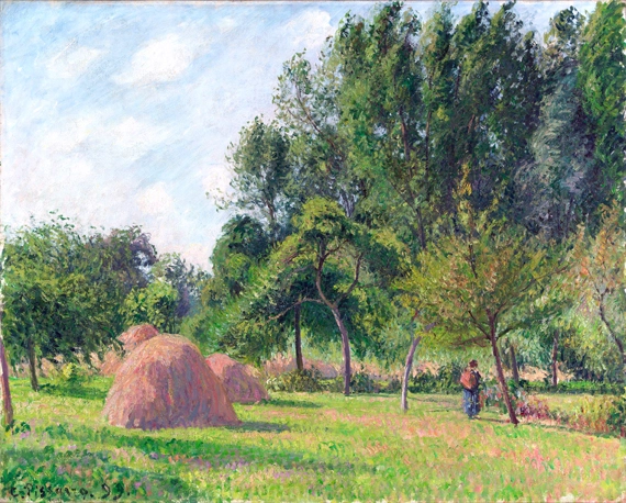 Haystacks, Morning, ÉRagny 1899 by Camille Pissarro, oil painting reproduction on canvas Haystacks, Morning, ÉRagny 1899