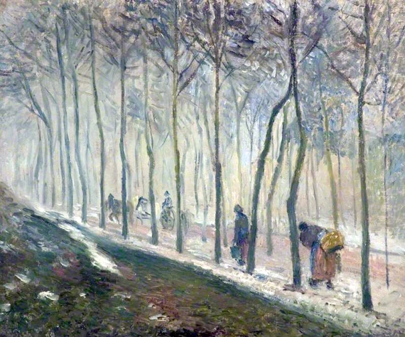 La Route, Effet de Neige 1879 by Camille Pissarro, oil painting reproduction on canvas La Route, Effet de Neige 1879