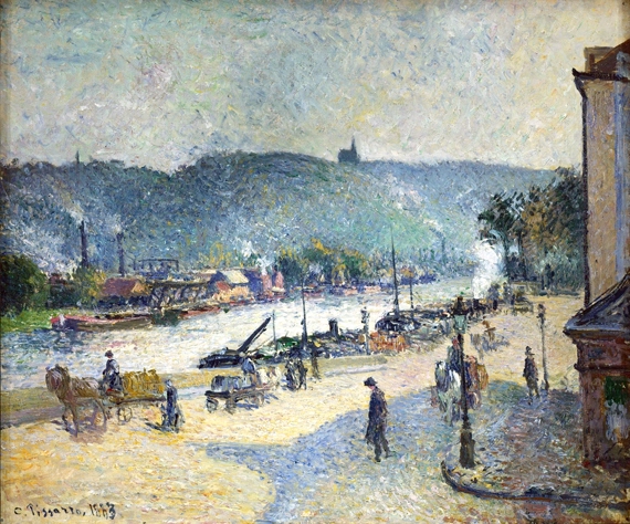 Quays at Rouen 1883 by Camille Pissarro, oil painting reproduction on canvas Quays at Rouen 1883