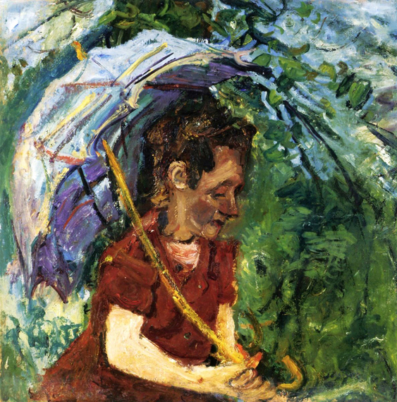 La femme à l’ombrelle by Chaïm Soutine, oil painting reproduction on canvas La femme à l'ombrelle