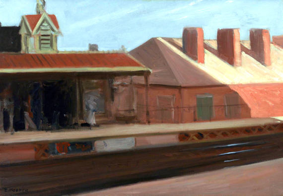 The El Station 1908 by Edward Hopper, oil painting reproduction on canvas The El Station 1908