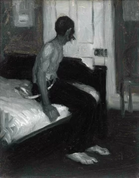 Man Seated on Bed