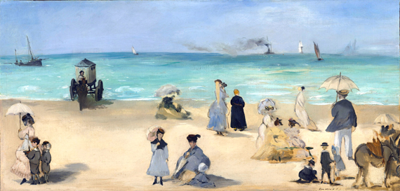 On the Beach, Boulogne-sur-Mer by Edouard Manet, oil painting reproduction on canvas On the Beach, Boulogne-sur-Mer