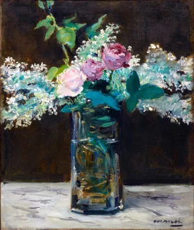 Vase of White Lilacs and Roses 1883