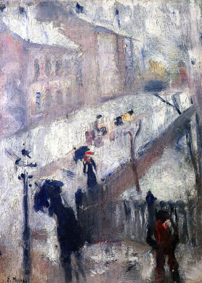 Street In Winter by Edvard Munch, oil painting reproduction on canvas Street In Winter