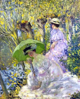 Two Young Women In A Garden