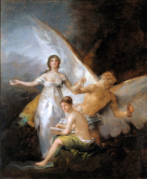 Truth, Time and History by Francisco Goya, oil painting reproduction on canvas Truth, Time and History