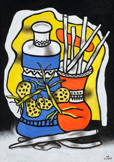 Deux Papillons Sur Un Vase Bleu