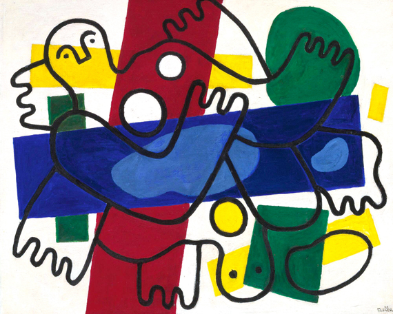 Les Plongeurs en Rouge et Bleu by Fernand Leger, oil painting reproduction on canvas Les Plongeurs en Rouge et Bleu