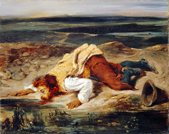 Wounded Brigand 1825 by Eugene Delacroix, oil painting reproduction on canvas Wounded Brigand 1825
