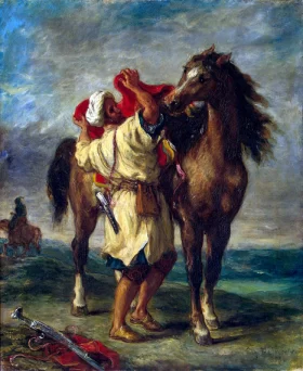 Arab Saddling His Horse 1855