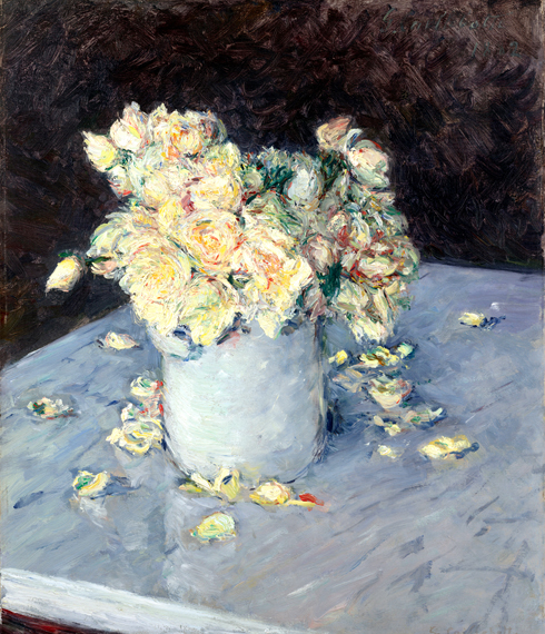 Yellow Roses in a Vase, 1882 by Gustave Caillebotte, oil painting reproduction on canvas Yellow Roses in a Vase, 1882