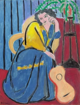 Girl in Yellow and Blue with Guitar