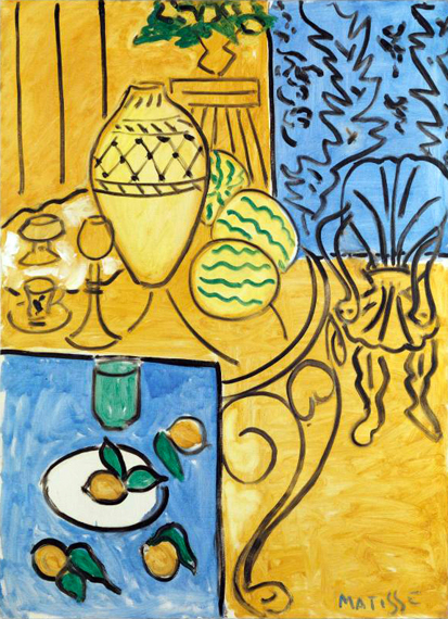 Intérieur jaune et bleu