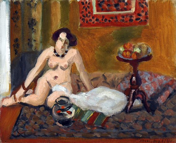 Nu accroupi devant un aquarium (Nu aux poissons rouges) by Henri Matisse, oil painting reproduction on canvas Nu accroupi devant un aquarium (Nu aux poissons rouges)