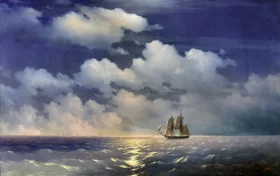 Mercury Brig Meeting a Russian Squadron after her Victory over Two Turkish Vessels 1848