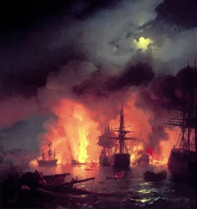 Battle of Çesme at Night 1848