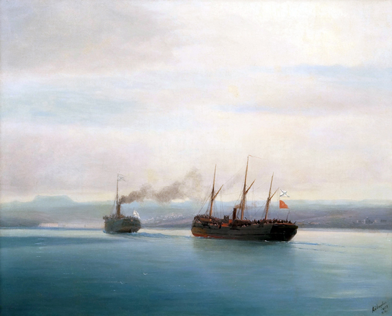 Capturing Of The Turkish Ship Mersina, 1877 by Ivan Aivazovsky, oil painting reproduction on canvas Capturing Of The Turkish Ship Mersina, 1877