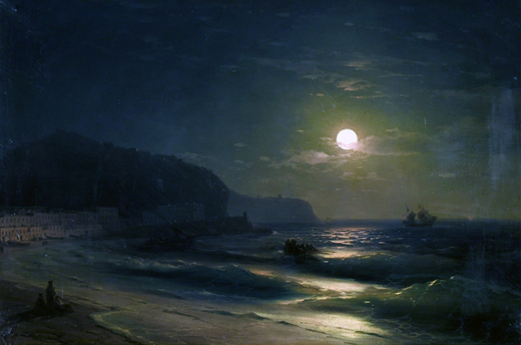 Moonlit Night 1878 by Ivan Aivazovsky, oil painting reproduction on canvas Moonlit Night 1878