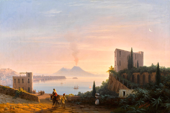 Pair-View of the Gulf of Naples from Posilippo with the Palazzo Donn’Anna by Ivan Aivazovsky, oil painting reproduction on canvas Pair-View of the Gulf of Naples from Posilippo with the Palazzo Donn’Anna