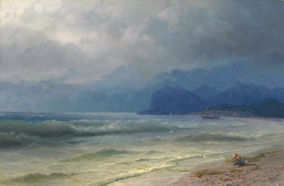 The coast of Koktebel, Crimea by Ivan Aivazovsky, oil painting reproduction on canvas The coast of Koktebel, Crimea