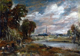 Salisbury Cathedral from the River Nadder 1829