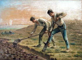 Two Men Turning Over the Soil