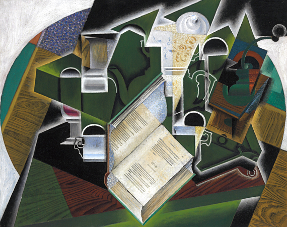 Livre, pipe et verres 1915 by Juan Gris, oil painting reproduction on canvas Livre, pipe et verres 1915