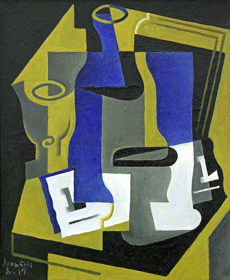 Carafe, verre et journal 1919