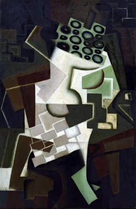 Fruit Dish on a Checkered Tablecloth 1917