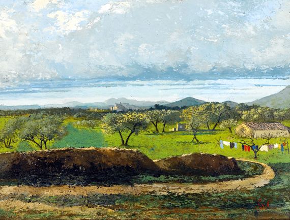 Landscape with Wall and Orchard by Gustave Courbet, oil painting reproduction on canvas Landscape with Wall and Orchard