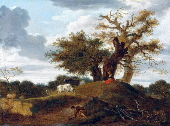 A wooded landscape with figures at the edge of a pond by Jean-Honoré Fragonard, oil painting reproduction on canvas A wooded landscape with figures at the edge of a pond
